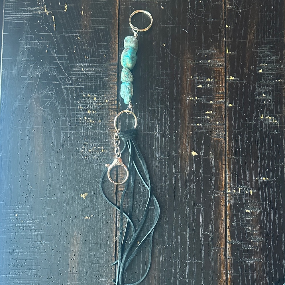 Turquoise & Fringe Boho Keychain